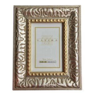 Beautiful silver leaf with gold color beads photo frame 3.5x5